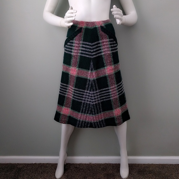 Vintage 70s Missoni Plaid Sweater Knit Skirt v-day - Picture 1 of 7